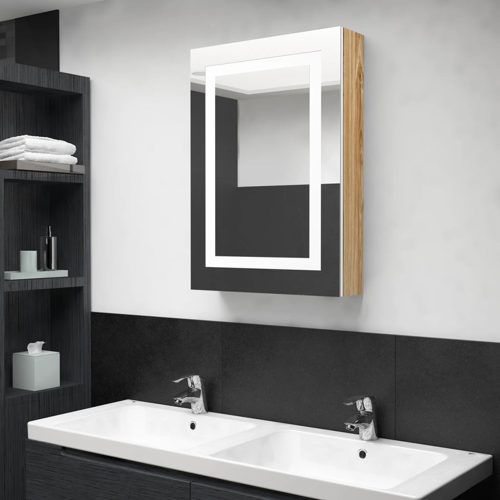 Armario de baño con espejo roble 50x14x60 cm