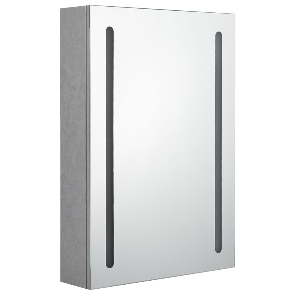 Armario de baño con espejo y LED gris hormigón 50x13x70 cm