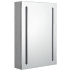 Armario de baño con espejo y LED gris hormigón 50x13x70 cm