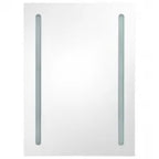 Armario de baño con espejo y LED gris hormigón 50x13x70 cm