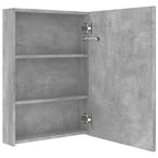 Armario de baño con espejo y LED gris hormigón 50x13x70 cm