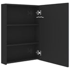 Armario de baño con espejo LED negro brillante 50x13x70 cm