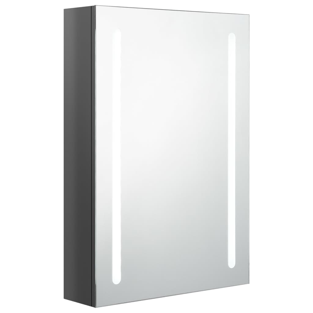 Armario de baño con espejo LED gris brillante 50x13x70 cm
