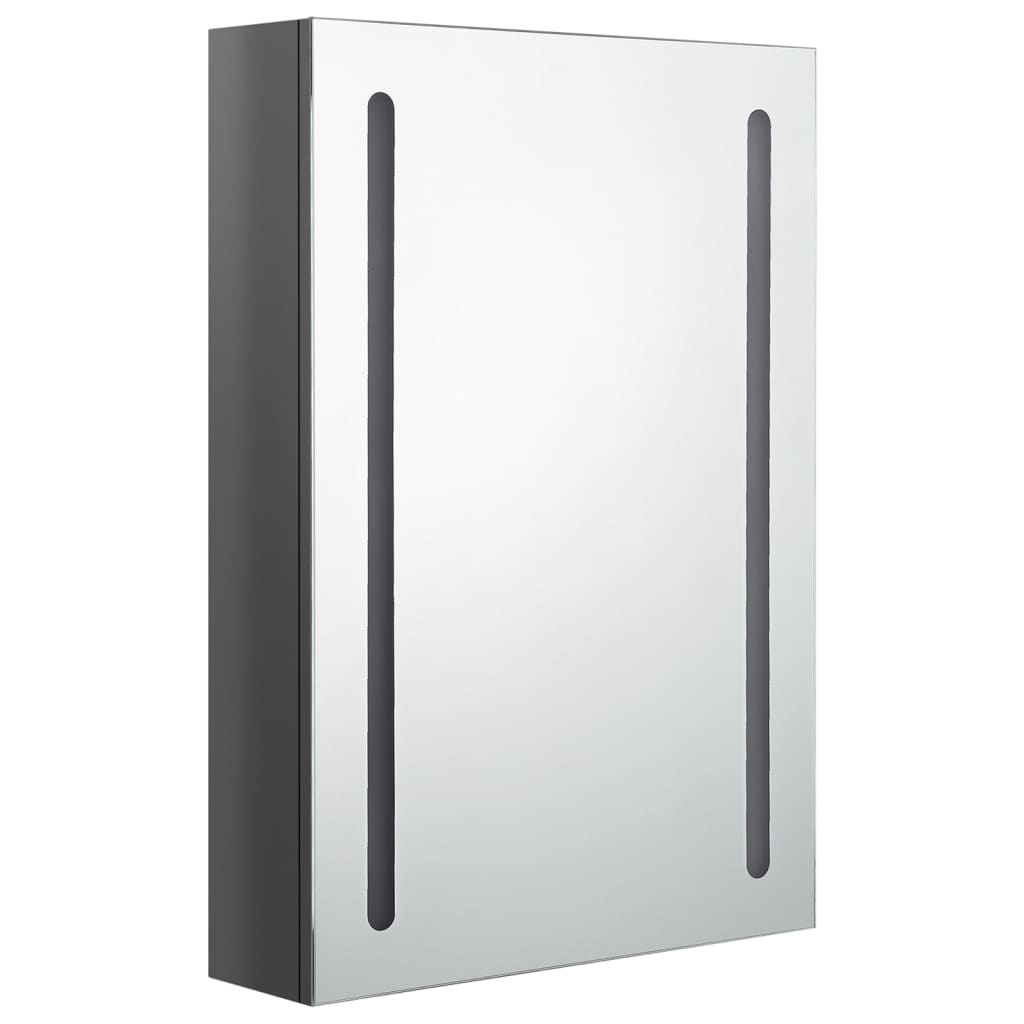 Armario de baño con espejo LED gris brillante 50x13x70 cm