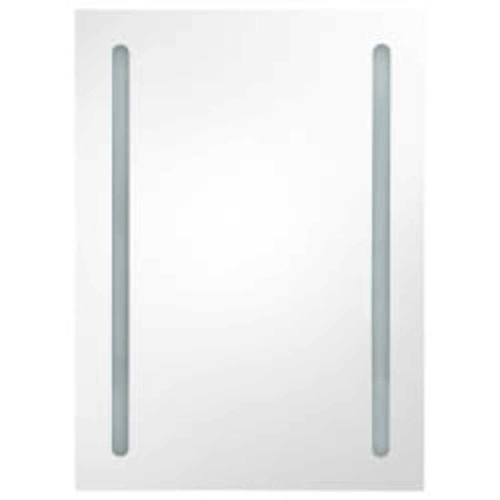 Armario de baño con espejo LED gris brillante 50x13x70 cm