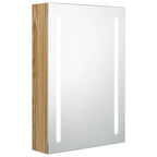 Armario de baño con espejo y LED color roble 50x13x70 cm