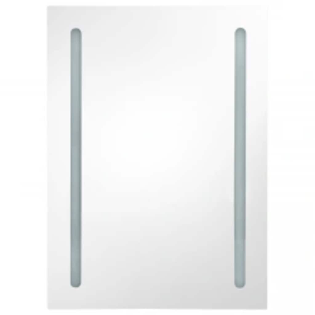 Armario de baño con espejo y LED blanco y roble 50x13x70 cm