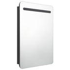 Armario de baño con espejo LED negro brillante 60x11x80 cm