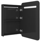 Armario de baño con espejo LED negro brillante 60x11x80 cm