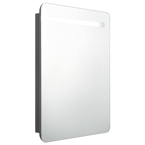 Bathroom mirror cabinet with LED gray 60x11x80 cm