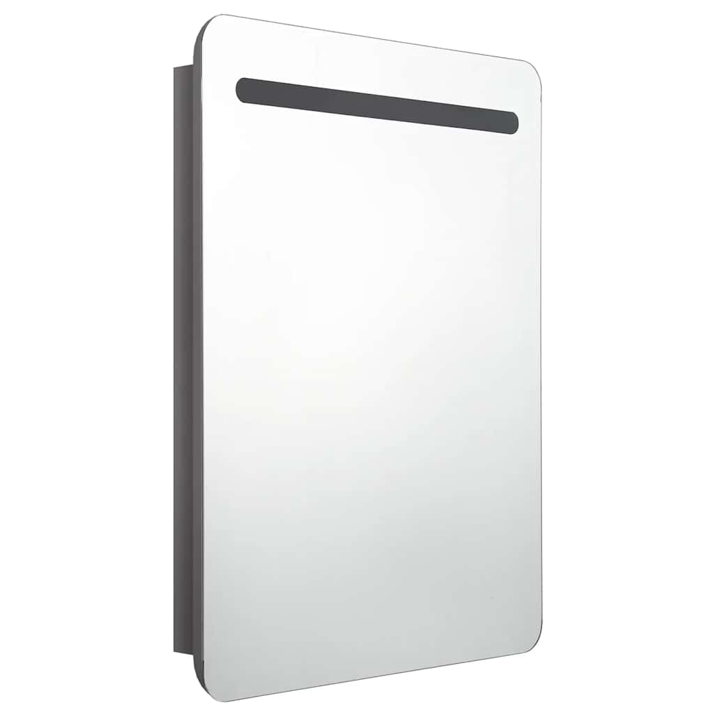 Armario de baño con espejo LED gris brillante 60x11x80 cm