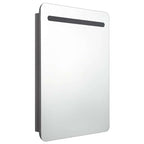 Armario de baño con espejo LED gris brillante 60x11x80 cm