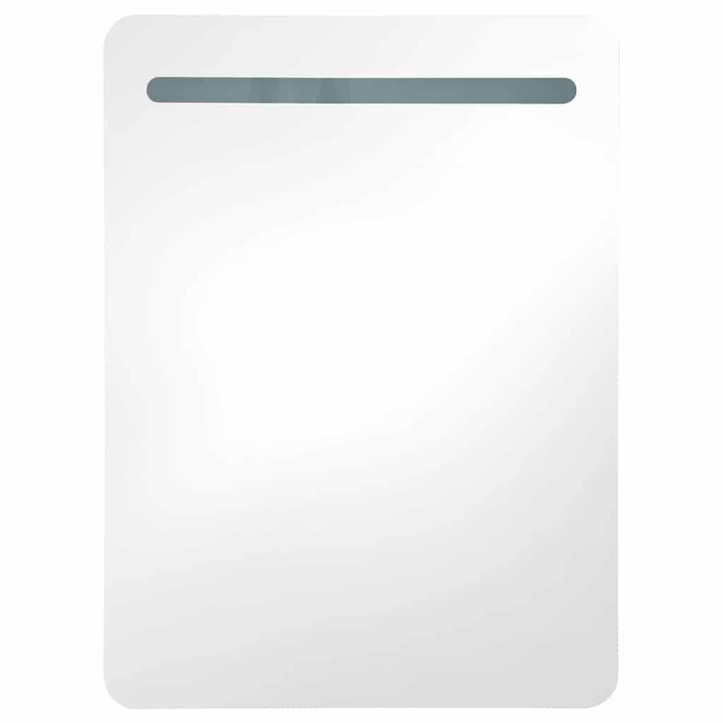 Armario de baño con espejo LED gris brillante 60x11x80 cm