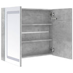 Armario de baño con espejo LED gris hormigón 80x12x68 cm