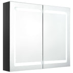 Armario de baño con espejo LED negro brillante 80x12x68 cm