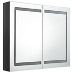 Armario de baño con espejo LED negro brillante 80x12x68 cm