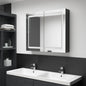 Glossy black LED bathroom mirror cabinet 80x12x68 cm
