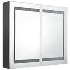 Armario de baño con espejo y LED gris 80x12x68 cm