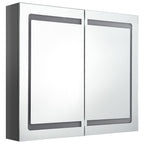 Armario de baño con espejo LED gris brillante 80x12x68 cm