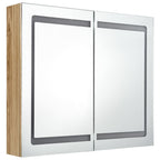 Armario de baño con espejo y LED color roble 80x12x68 cm