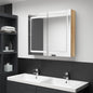 Oak Bathroom Mirror Cabinet with LED 80x12x68 cm