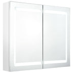 Armario de baño con espejo LED blanco brillante 80x12x68 cm