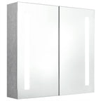 Armario de baño con espejo LED gris hormigón 62x14x60 cm