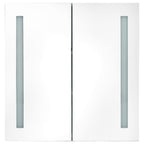 Armario de baño con espejo LED gris hormigón 62x14x60 cm