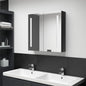 Armario de baño con espejo LED negro brillante 60x11x80 cm