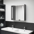 Armario de baño con espejo y LED gris 60x11x80 cm