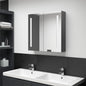 Armario de baño con espejo y LED gris 60x11x80 cm