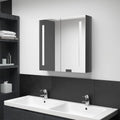 Armario de baño con espejo LED gris brillante 60x11x80 cm