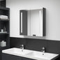 Armario de baño con espejo LED gris brillante 60x11x80 cm