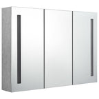 Armario de baño con espejo LED gris hormigón 89x14x62 cm