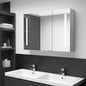 Armário de casa de banho com espelho LED cinzento betão 89x14x62 cm