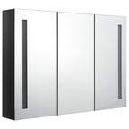 Armario de baño con espejo LED negro brillante 89x14x62 cm