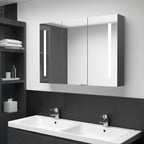 Armario de baño con espejo y LED gris hormigón 50x13x70 cm