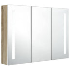 Armario de baño con espejo LED blanco y roble 89x14x62 cm