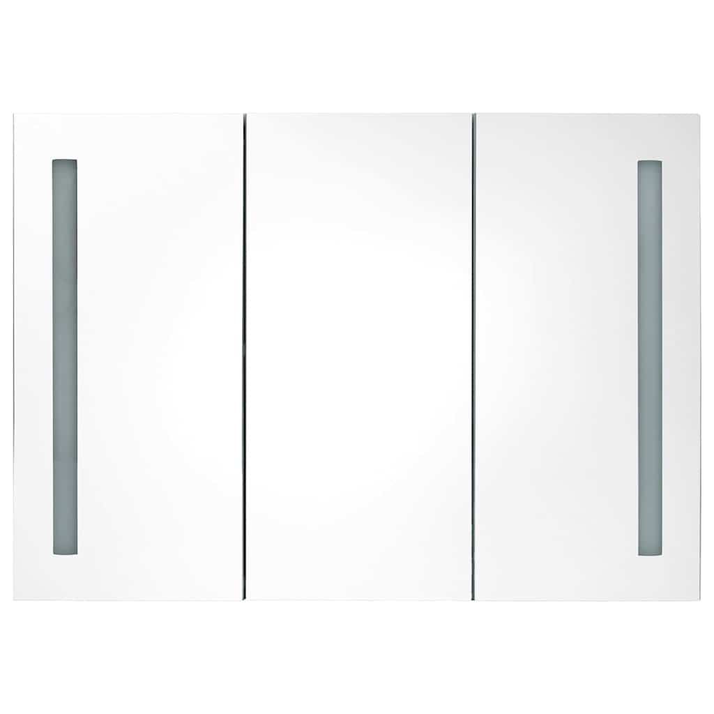 Armario de baño con espejo LED blanco y roble 89x14x62 cm