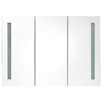 Armario de baño con espejo LED blanco y roble 89x14x62 cm