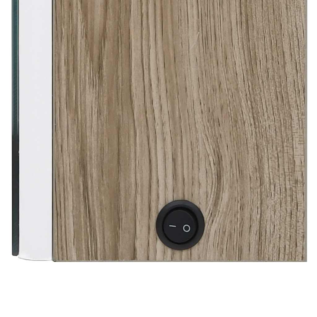 Armario de baño con espejo LED blanco y roble 89x14x62 cm