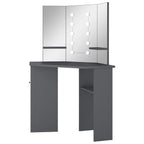 Tocador de esquina con LED gris 111x54x141,5 cm