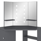 Tocador de esquina con LED gris 111x54x141,5 cm