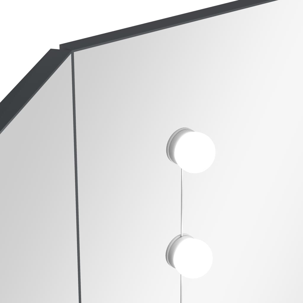 Tocador de esquina con LED gris 111x54x141,5 cm