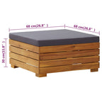Mesa de jardin y reposapiés con cojin y de madera maciza acacia