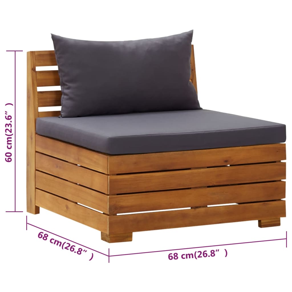 Muebles de jardín 2 piezas con cojines madera maciza de acacia