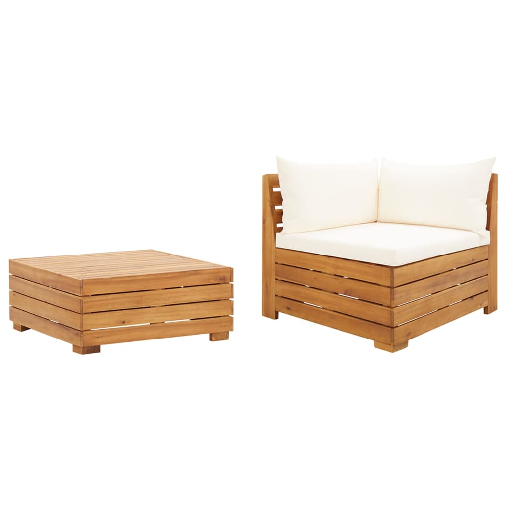2 Piece Garden Furniture Set with Cushions Solid Acacia Wood