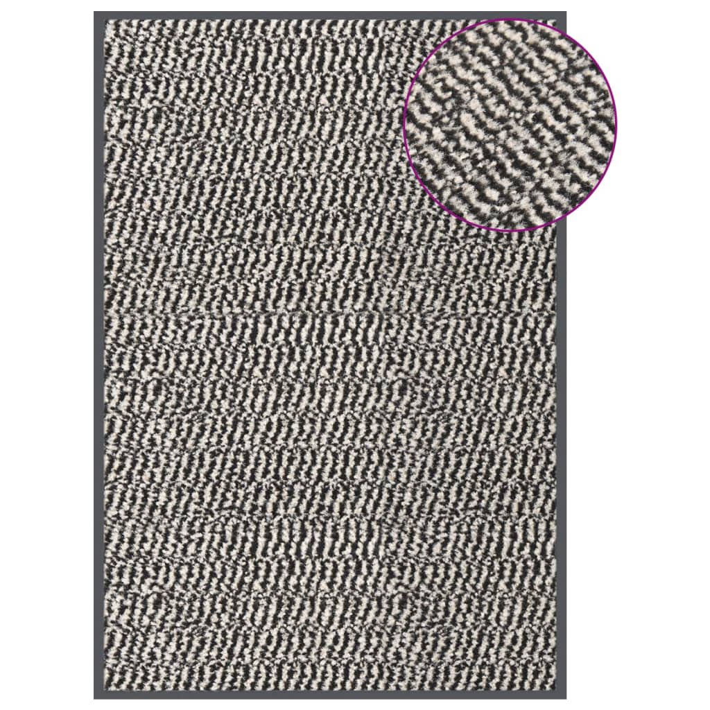 Felpudo a rayas negro y gris 115x200 cm