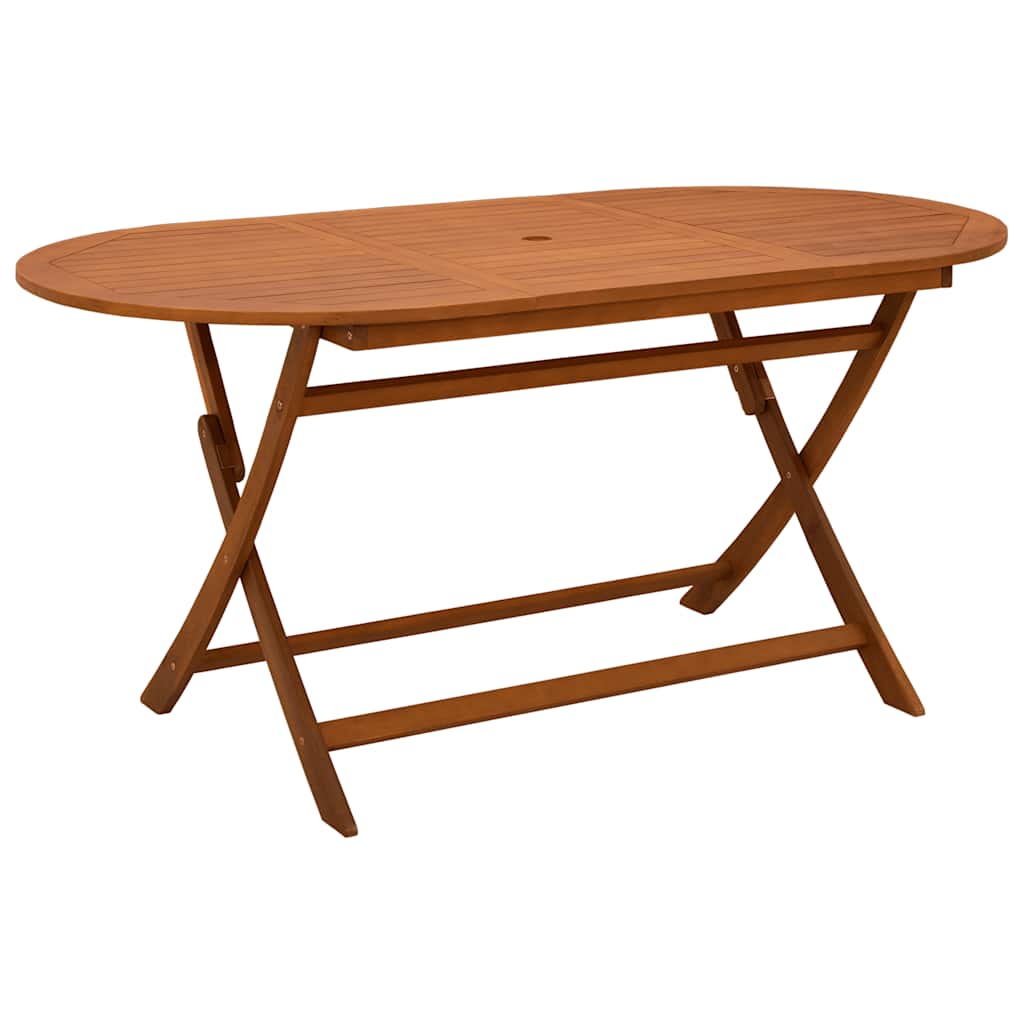 Mesa jardín plegable 160x85x75 cm madera maciza de eucalipto