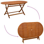 Mesa jardín plegable 160x85x75 cm madera maciza de eucalipto